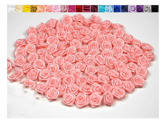 Sachet de 20 petites rose en satin 15 mm ROSE CLAIR 150