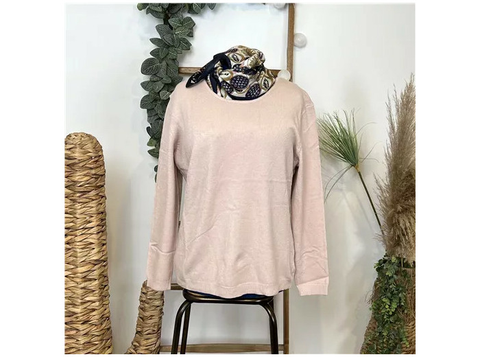 Y296- Tricotonic col rond Les T44 & 48 (rose poudré)
