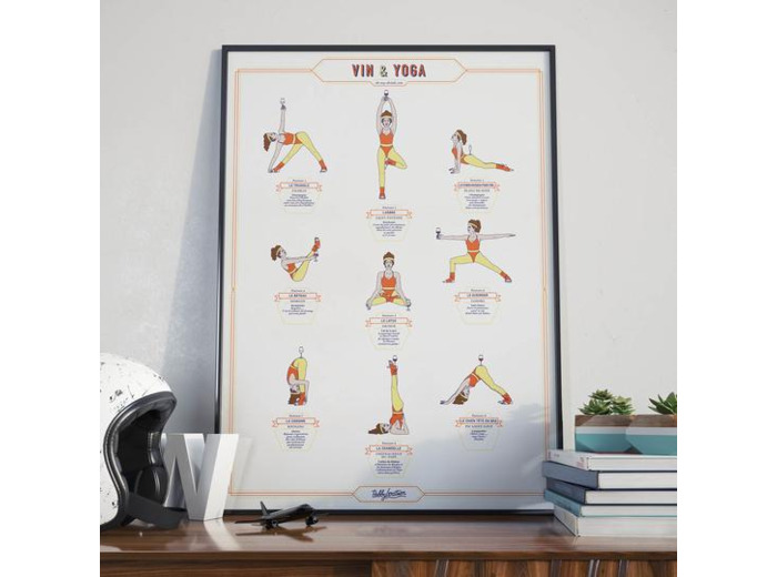 Affiche Vin et yoga femme