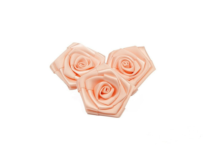 Sachet de 3 roses satin de 6 cm de diametre abricot 714