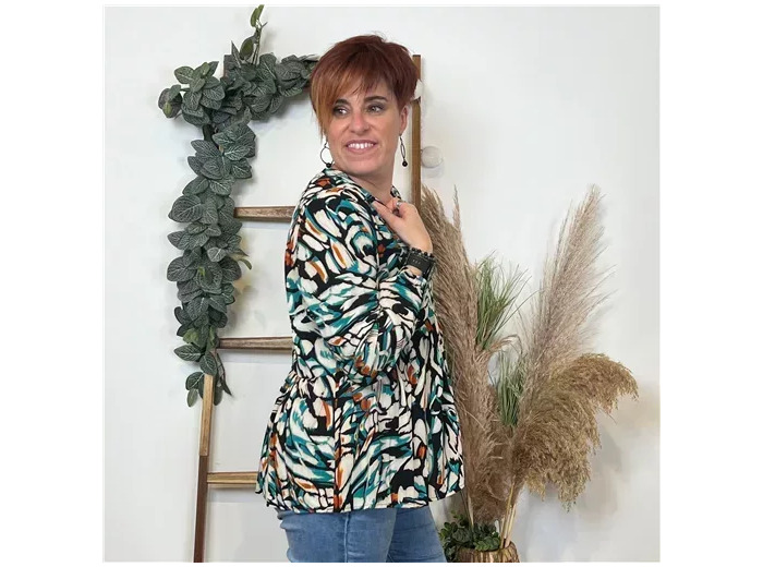 K760- Blouse Maëlle (T36-T40) (vert émeraude)