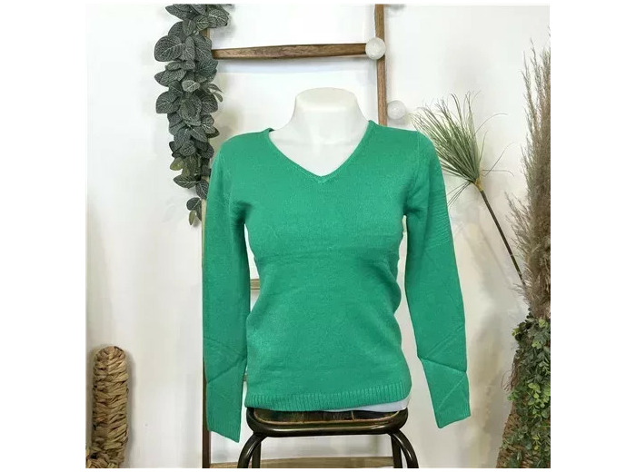 Y248- Pull Laine Cachemire "Tricotonic" (les T36&40) (vert brésil)