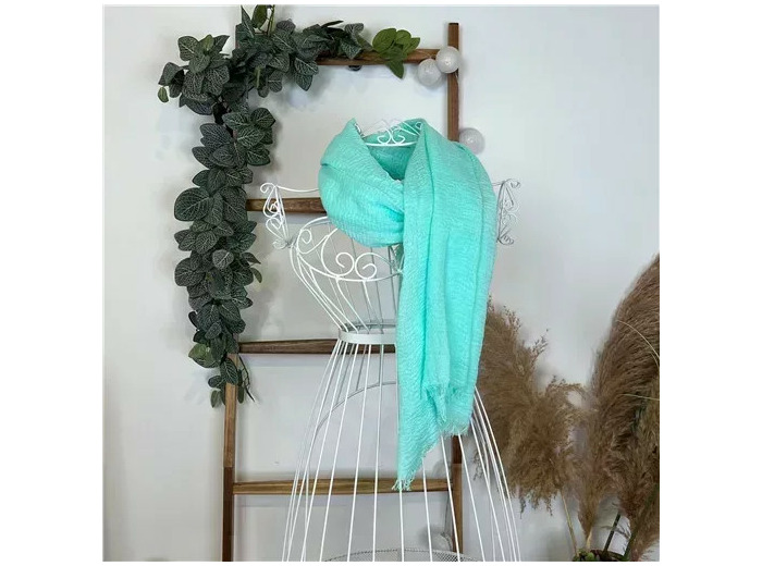 Y510– Foulard uni froissé (vert d'eau)