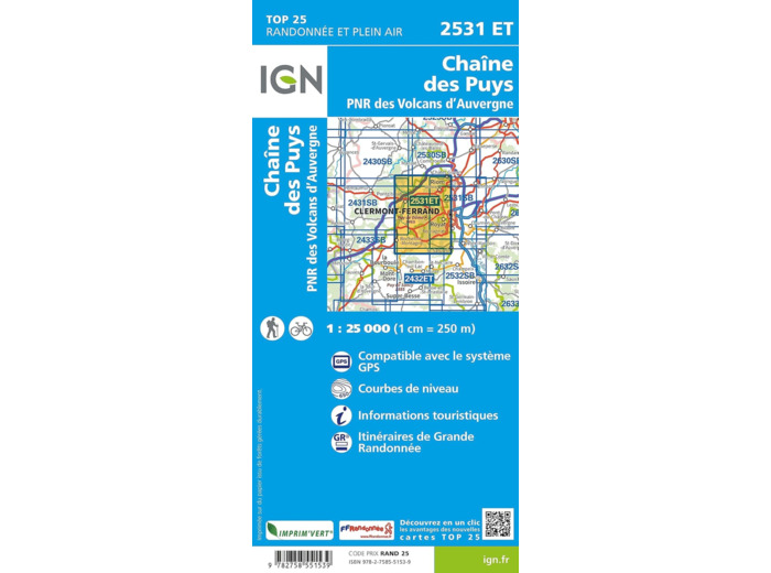 2531ET CHAINE DES PUYS PNR VOLCANS D'AUVERGNE