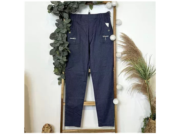 T580- Pantalon confort zips (T38-T52) (denim)