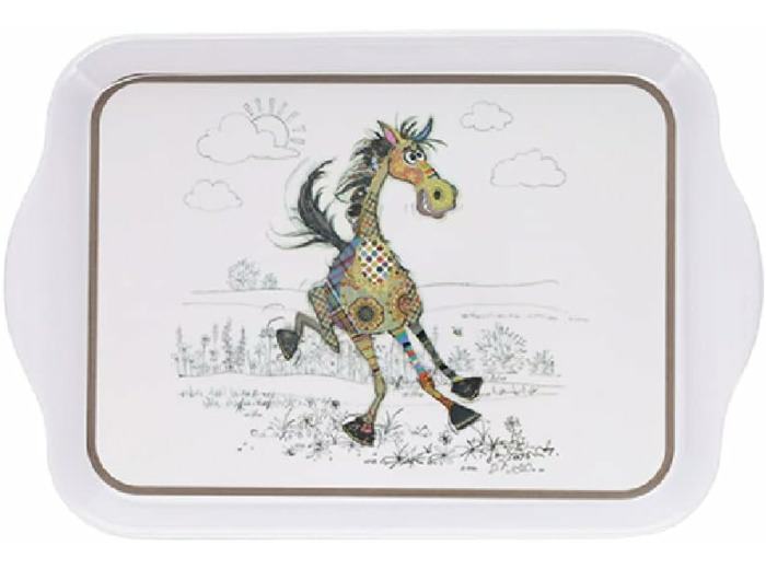 KIUB Mini Plateau avec des animaux - motif Cheval - mélamine de qualité - Taille Mini 14*21 CM