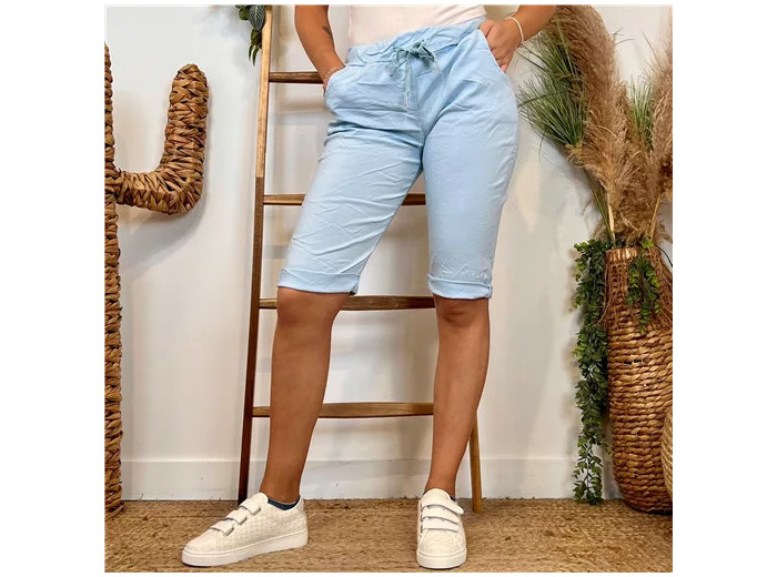 L729- Bermuda Coton Stretch (Tu) (bleu ciel)