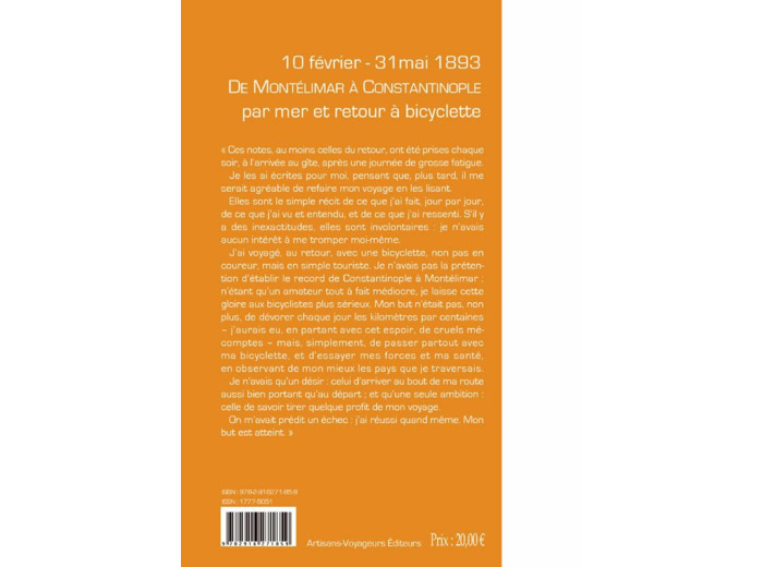 DE MONTELIMAR A CONSTANTINOPLE EN BATEAU ET RETOUR A BICYCLETTE