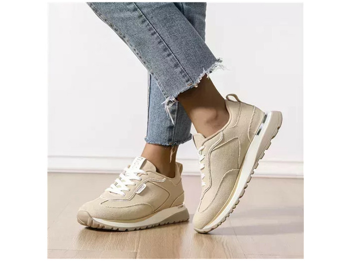 R401- Sneakers crantées Moow ( T36-T41) (beige)