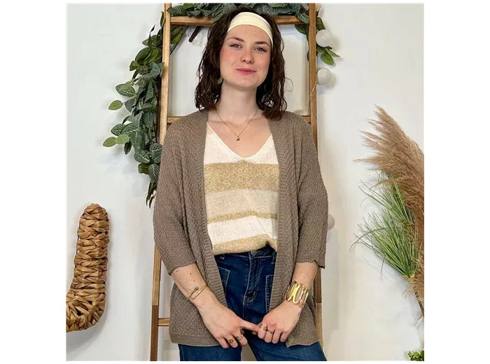 K109- Gilet sans bouton Lurex (Tu) 🇮🇹 (taupe)