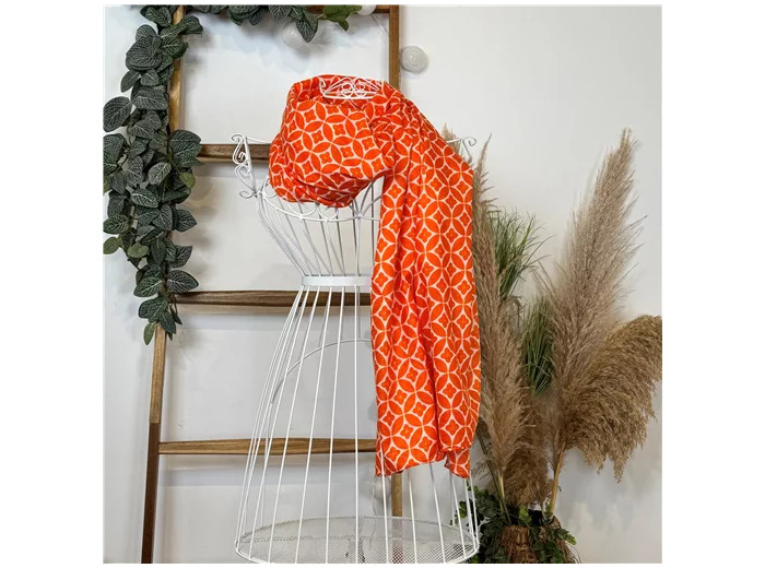 Y513- Foulard imprimé Rosace coton (orange)