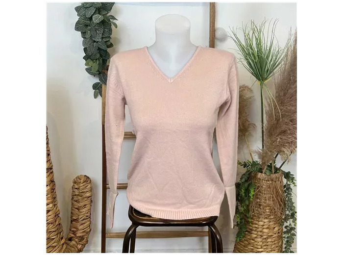 Y249-Tricotonic Col V les T38 & 42 (rose poudré)