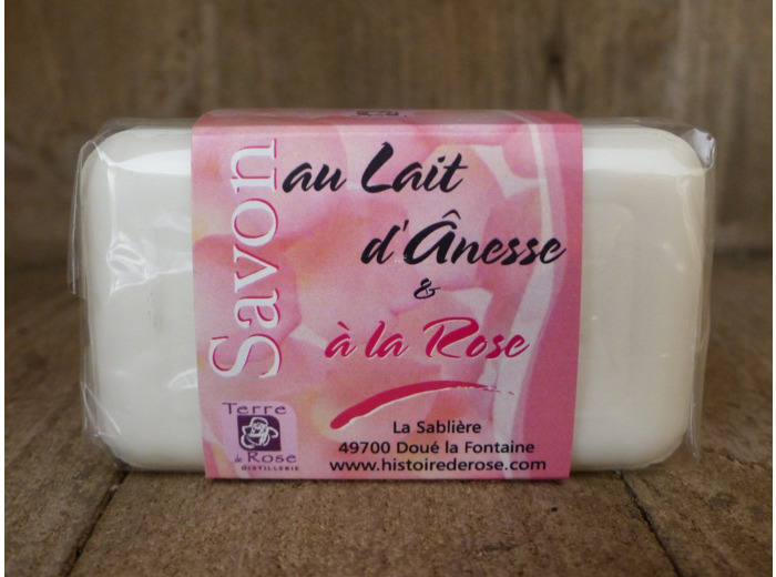 Savon au lait d'ânesse & à la rose (100g)