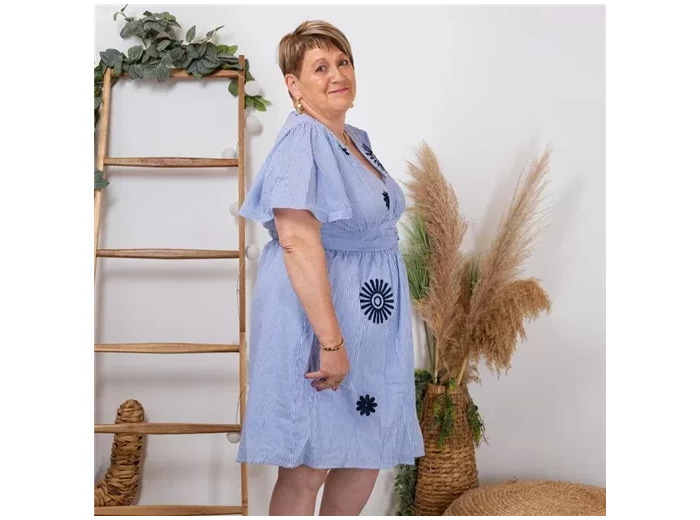 K304- Robe « Maëlle » 🌼 (T40-T48) (bleu indigo)