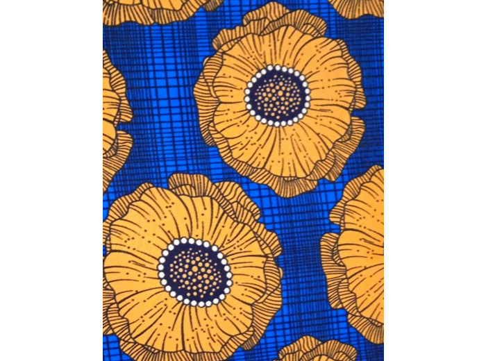 TISSU AFRICAIN WAX JAUNE BLEU