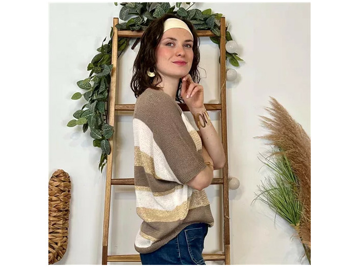 K120- Pull rayé Lurex (Tu) 🇮🇹 (taupe)