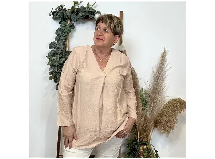 K806- Blouse unie Christy (T44-T52) (beige)