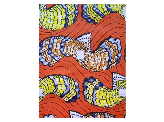 TISSU WAX AFRICAIN COTON ORANGE JAUNE