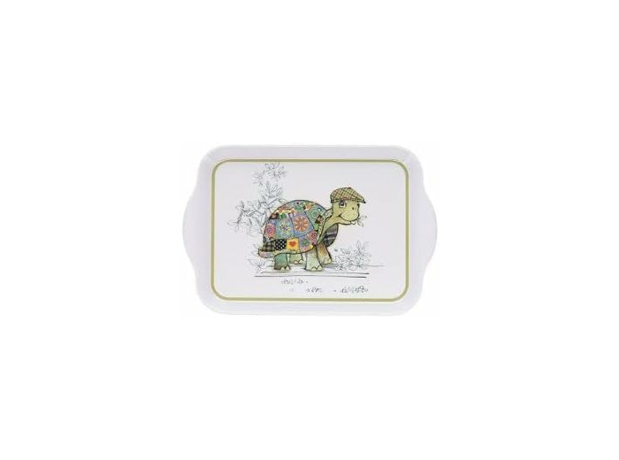 KIUB Mini Plateau avec des animaux - motif Tortue - mélamine de qualité - Taille Mini 14*21 CM