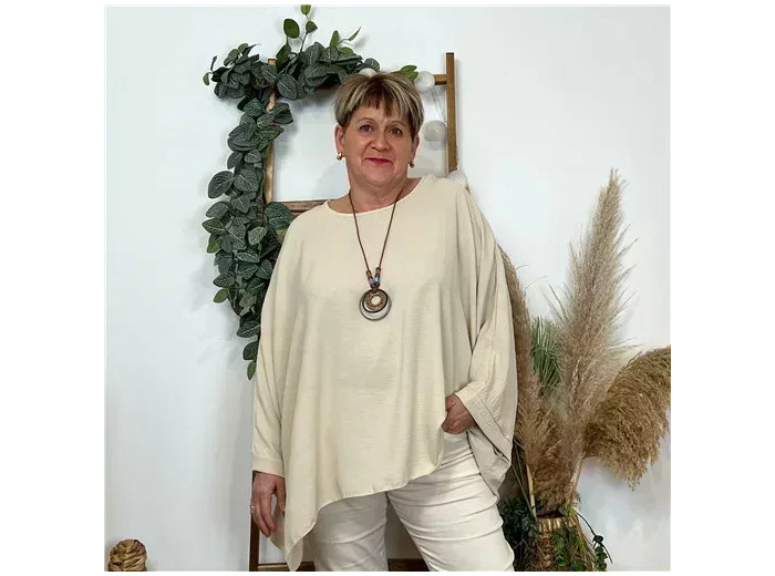 Z328- Tunique unie Collier Curvy (beige)
