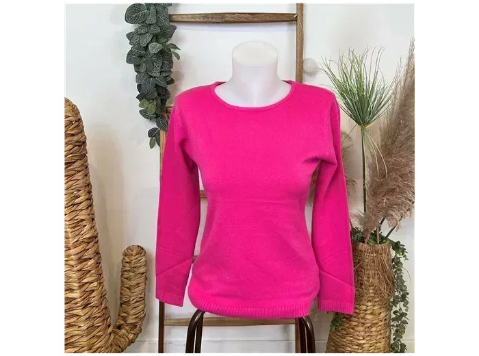 Y252- Pull Laine Cachemire "Tricotonic" (les T38&42) (fuchsia)