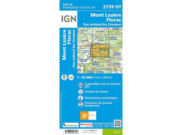 2739OT MONT LOZERE, FLORAC, PN DES CEVENNES / RECTO