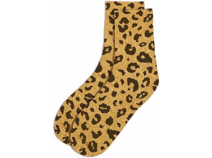 STC, Chaussettes paillettes courtes - Léopard (taille unique 36-42)