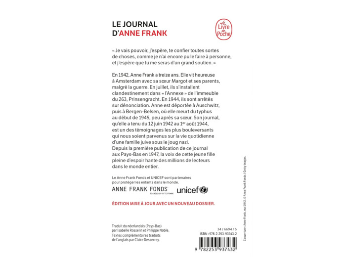 LE JOURNAL D'ANNE FRANK (NOUVELLE EDITION)