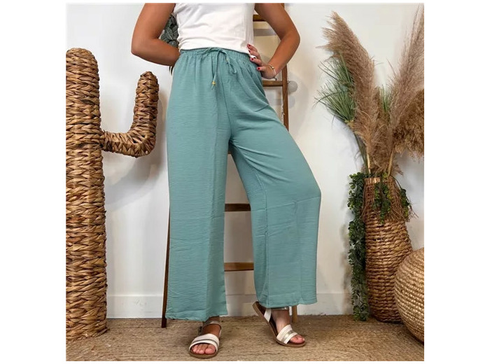 L761- Pantalon flou large 1er PRIX (Tu) (vert céladon)