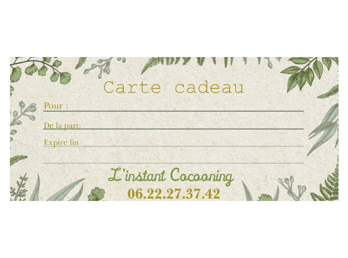 Chèque cadeau pour un "instant cocoon"