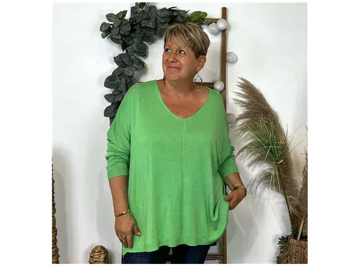 Z548. Pull leger Loose uni (Gt) (vert anis)