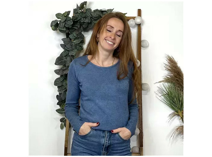 Y256- Pull Laine Cachemire "Tricotonic" (les T36&40) (bleu indigo)