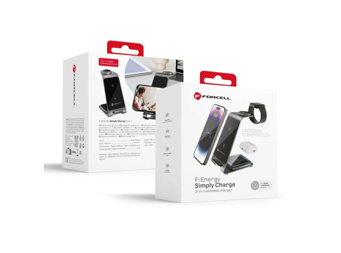 FORCELL F-ENERGY Support de charge 3 en 1 compatible AppleWatch, SamsungWatch et Qi