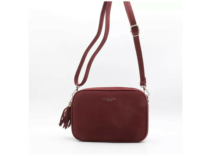 P397- Sac Zippé Pompon aspect Daim Flora & Co (bordeaux)