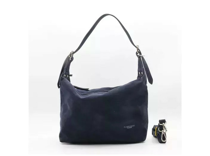 P402- Sac besace aspect Daim Flora & Co (marine)
