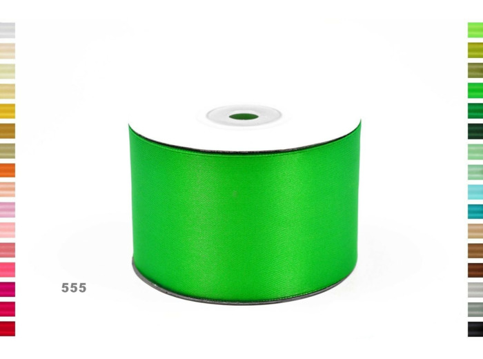 Ruban satin vert pomme fonce 555 largeur 50 mm