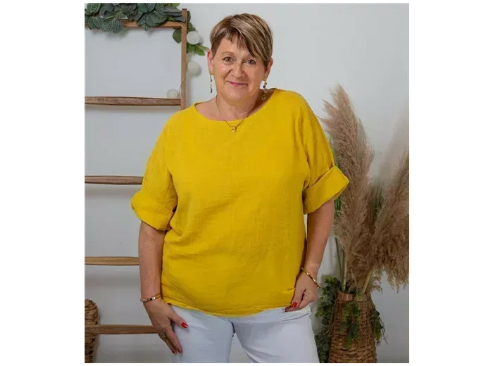 Z336- Tunique 100% coton (Tu) (jaune)