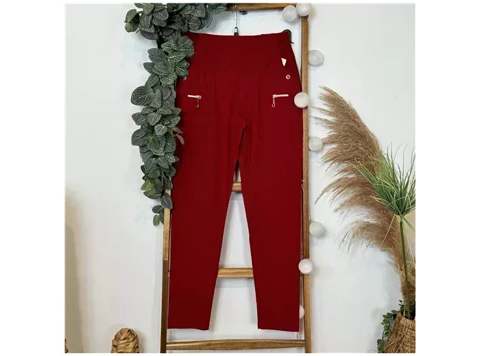 T580- Pantalon confort zips (T38-T52) (rouge)