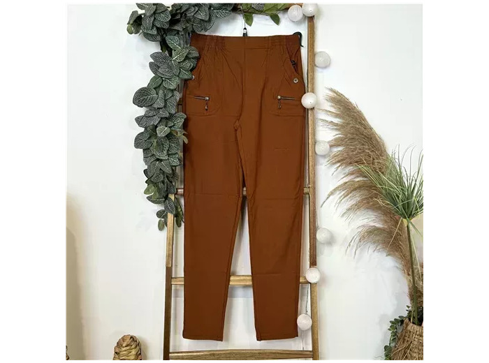 T580- Pantalon confort zips (T38-T52) (camel)