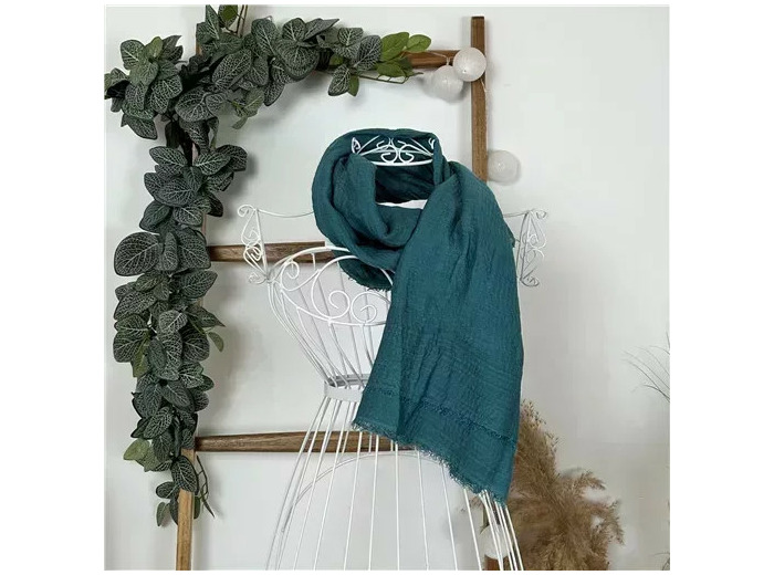 Y510– Foulard uni froissé (bleu turquoise)