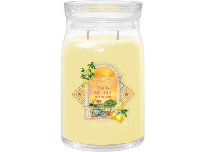 Yankee Candle Bougie parfumée dans un pot en verre (grande) – Bougie signature de la collection « Hello Italy, sorbet au citron» avec durée de combustion jusqu'à 90 heures