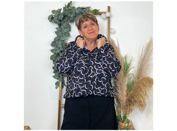 K743- Chemisier By.one Ginkgo (T40-T48) (noir)