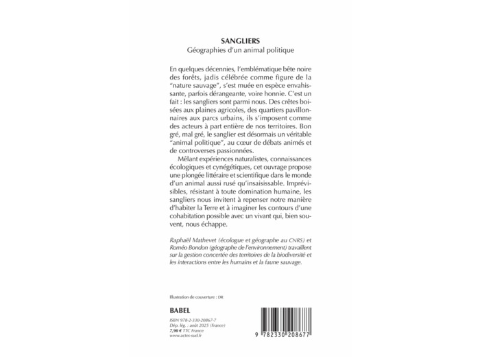 SANGLIERS, GEOGRAPHIES D'UN ANIMAL POLITIQUE