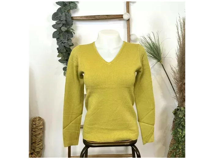 Y248- Pull Laine Cachemire "Tricotonic" (les T36&40) (vert anis)