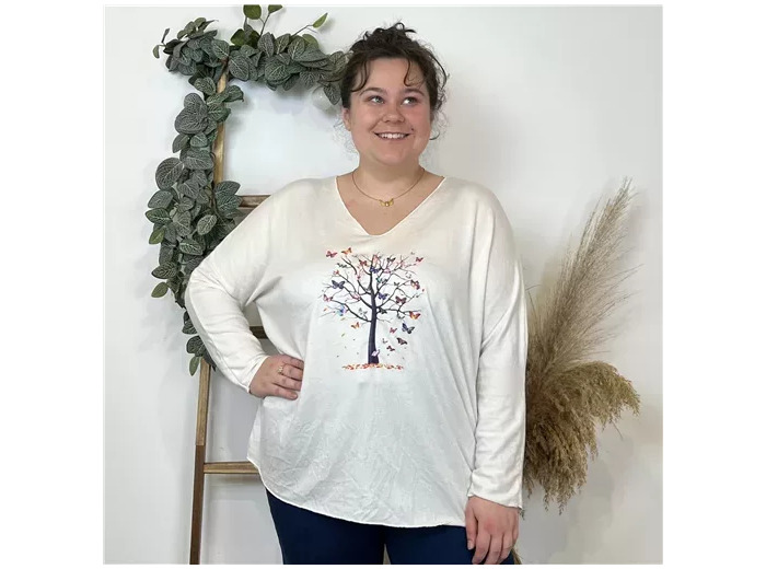 K823- Pull tunique "Arbre de vie" 🇮🇹 (ecru)
