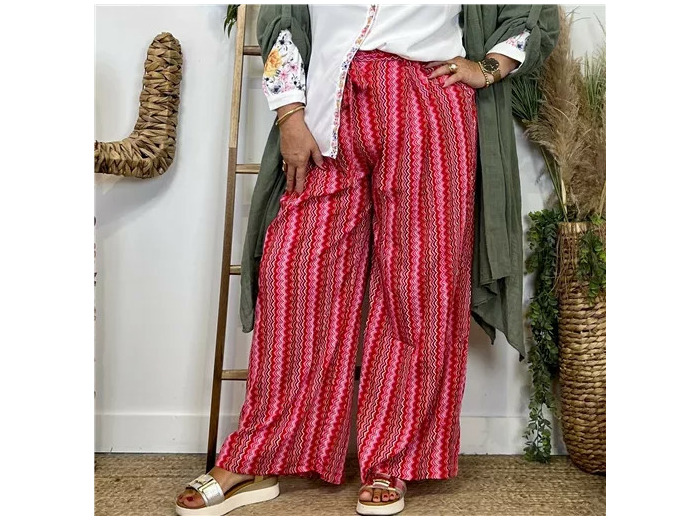 L760- Pantalon Palazzo By One (T40-T48) (fuchsia)