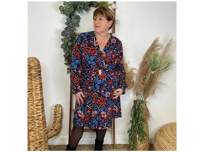 L0666- Robe By One "Bouquet" (T40-T48) (noir)