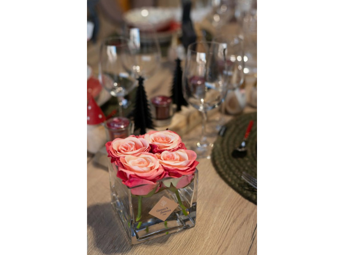 Carré De Roses - Rose Foncé