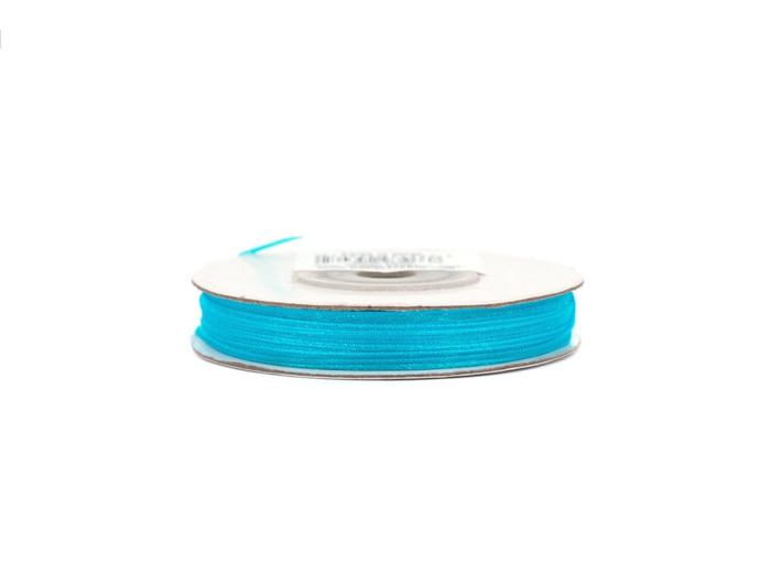 Ruban organza 3mm de large bobine de 50 metres de long turquoise