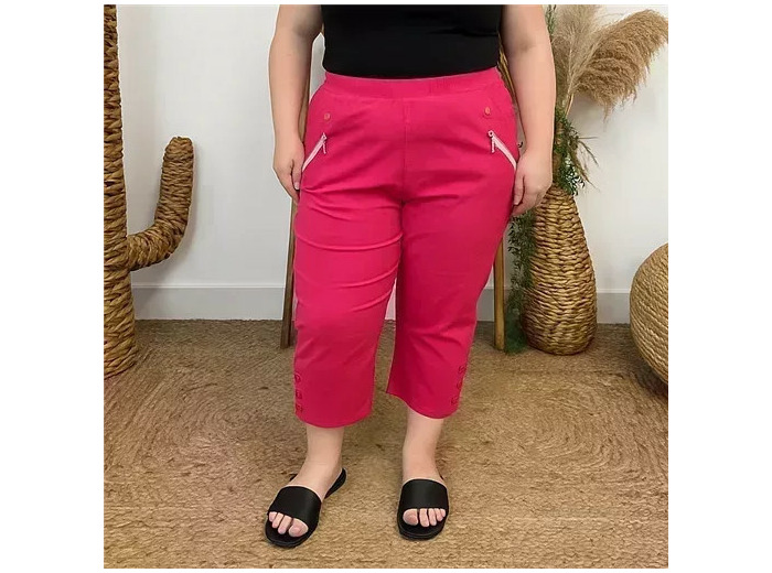 T581- Pantacourt stretch uni JST (T38-T52) (fuchsia)